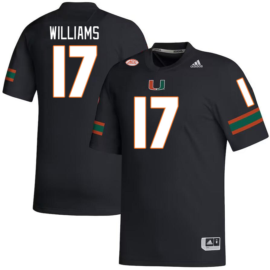 Men #17 Emory Williams Miami Hurricanes College Football Jerseys Stitched-Black - Click Image to Close